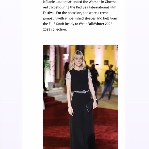 Elie Saab Crystal Wide-Leg Crepe Jumpsuit w/ Belt - Picture 4 of 5